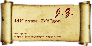 Jánossy Zágon névjegykártya